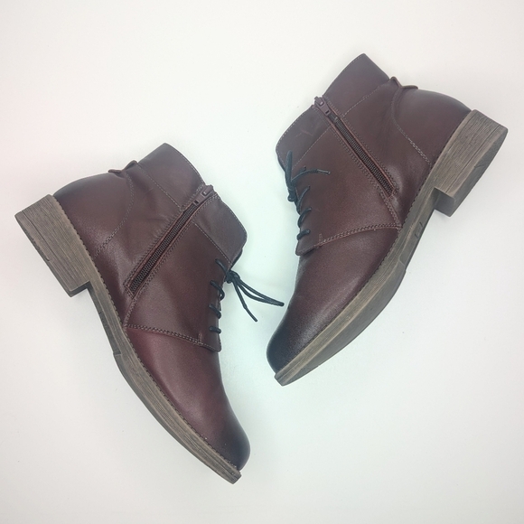 Propet Tatum ankle booties lace up zipper full grain leather burgundy size 11 - Picture 3 of 9